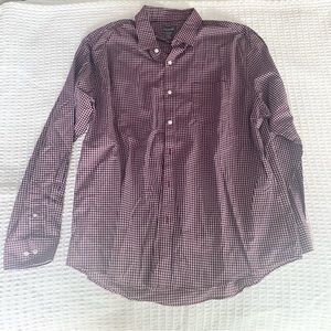 Van Heusen maroon and blue plaid cotton button down XL